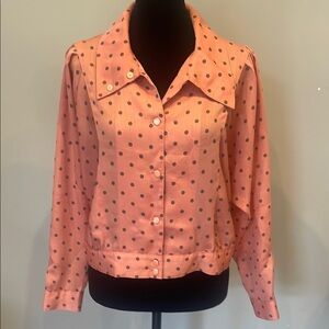 Polka Dot Button-Up Blouse - Pink & brown Vintage shirt